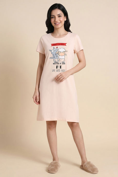 Zivame Farm Lore Knit Cotton Knee Length Nightdress - Silver Peony Buy Zivame Farm Lore Knit Cotton Knee Length Nightdress - Silver Peony